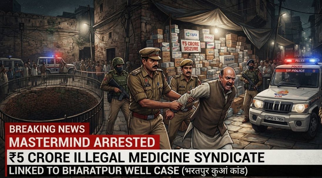 भरतपुर कुआं कांड: 5 करोड़ की दवाओं के अवैध सिंडिकेट का मास्टरमाइंड आगरा से गिरफ्तार, पांच आरोपी शिकंजे में